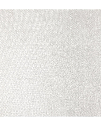 Ivory White Self Trellis Synthetic Blended Velvet Fabric