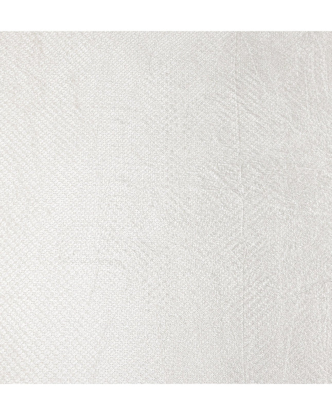 Ivory White Self Trellis Synthetic Blended Velvet Fabric