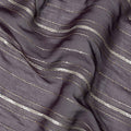 Dark Mauve Silver Zari Striped Synthetic Georgette Chiffon Fabric, 110 Cms Width, Made in India-D26203