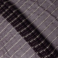 Dark Mauve Silver Zari Striped Synthetic Georgette Chiffon Fabric, 110 Cms Width, Made in India-D26203