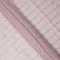 Baby Pink Silver Zari Striped Synthetic Georgette Chiffon Fabric, 110 Cms Width, Made in India-D26194