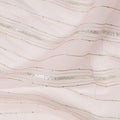Light Pink Silver Zari Striped Synthetic Georgette Chiffon Fabric, 110 Cms Width, Made in India-D26200