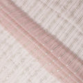 Light Pink Silver Zari Striped Synthetic Georgette Chiffon Fabric, 110 Cms Width, Made in India-D26200