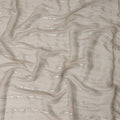 Beige Silver Zari Striped Synthetic Georgette Chiffon Fabric, 110 Cms Width, Made in India-D26206