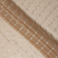 Beige Silver Zari Striped Synthetic Georgette Chiffon Fabric, 110 Cms Width, Made in India-D26199