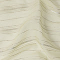Ivory Silver Zari Striped Synthetic Georgette Chiffon Fabric, 110 Cms Width, Made in India-D26201