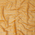 Mustard Yellow Silver Zari Striped Synthetic Georgette Chiffon Fabric, 110 Cms Width, Made in India-D26195