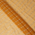 Mustard Yellow Silver Zari Striped Synthetic Georgette Chiffon Fabric, 110 Cms Width, Made in India-D26195