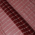 Maroon Silver Zari Striped Synthetic Georgette Chiffon Fabric, 110 Cms Width, Made in India-D26193