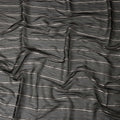 Charcoal Silver Zari Striped Synthetic Georgette Chiffon Fabric, 110 Cms Width, Made in India-D26204