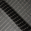 Charcoal Silver Zari Striped Synthetic Georgette Chiffon Fabric, 110 Cms Width, Made in India-D26204