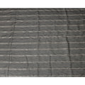 Charcoal Silver Zari Striped Synthetic Georgette Chiffon Fabric, 110 Cms Width, Made in India-D26204