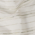 White Silver Zari Striped Synthetic Georgette Chiffon Fabric, 110 Cms Width, Made in India-D26196