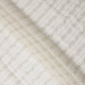 White Silver Zari Striped Synthetic Georgette Chiffon Fabric, 110 Cms Width, Made in India-D26196