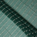 Teal Green Silver Zari Striped Synthetic Georgette Chiffon Fabric, 110 Cms Width, Made in India-D26198