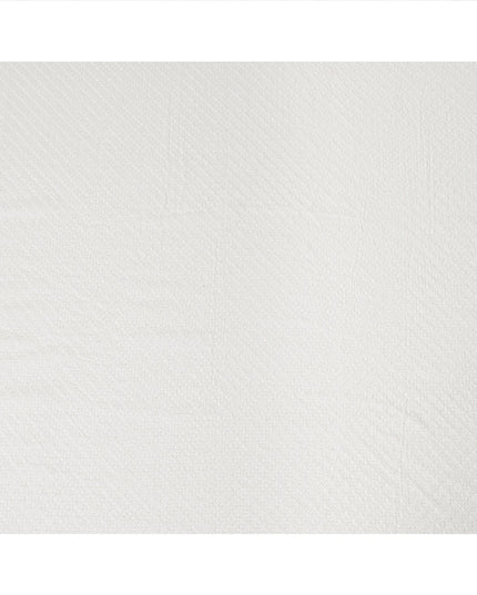 White Self-Embroidered Diamond Pattern Synthetic Viscose Fabric, 110 Cms Width, Made in India-D26370