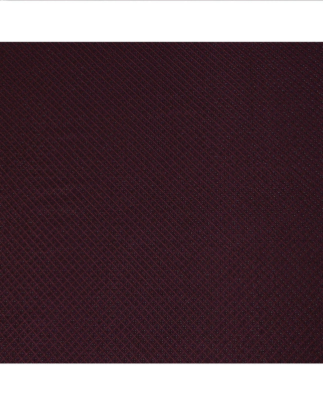 Maroon Self-Embroidered Diamond Pattern Synthetic Viscose Fabric, 110 Cms Width, Made in India-D26371