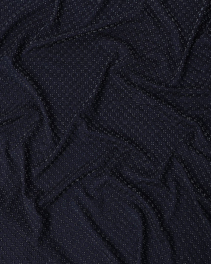Navy Blue Micro-Dotted Textured Synthetic Blended Fabric, 110 cm Width, Made in India-D26646