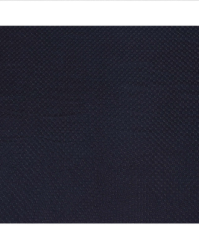 Navy Blue Micro-Dotted Textured Synthetic Blended Fabric, 110 cm Width, Made in India-D26646