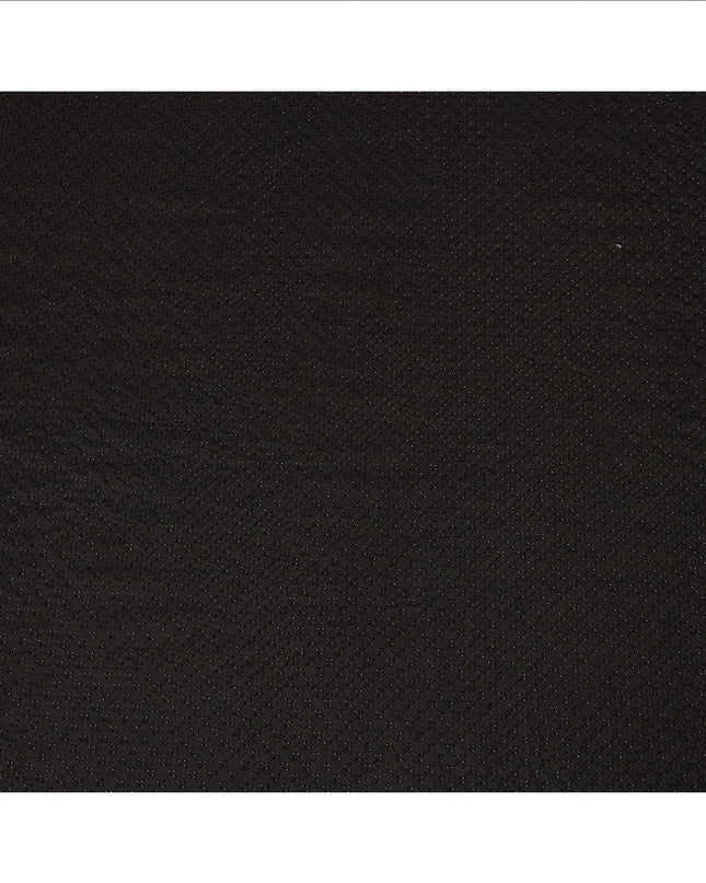 Black Self-Embroidered Diamond Pattern Synthetic Viscose Fabric, 110 Cms Width, Made in India-D26373