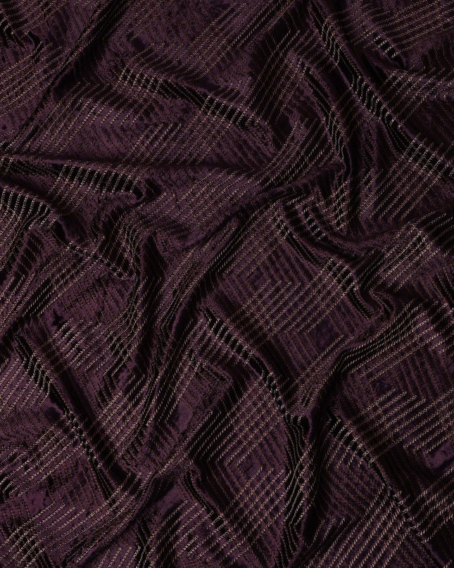 Aubergine Purple Self Trellis Fabric