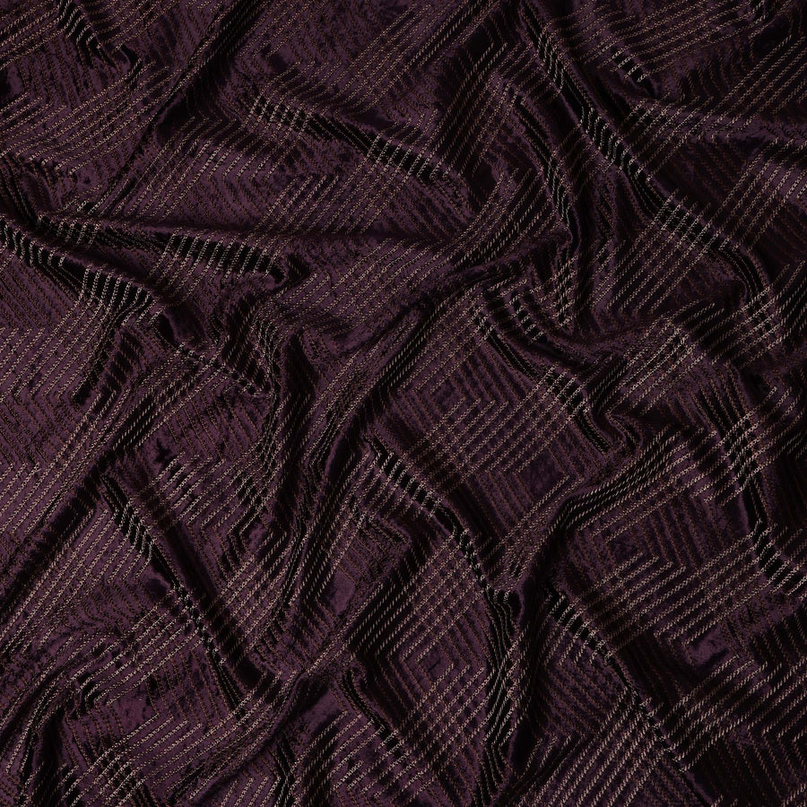 Aubergine Purple Self Trellis Fabric