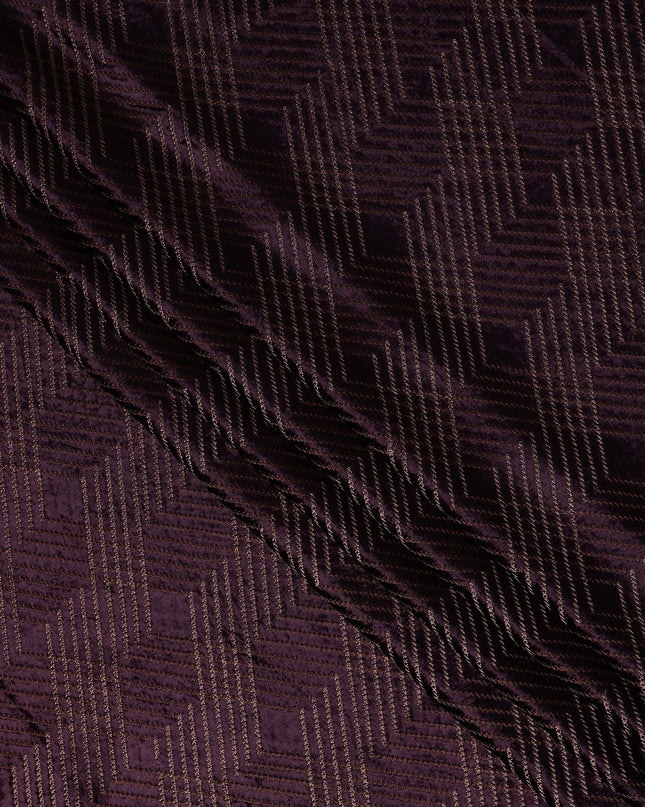 Aubergine Purple Self Trellis Fabric