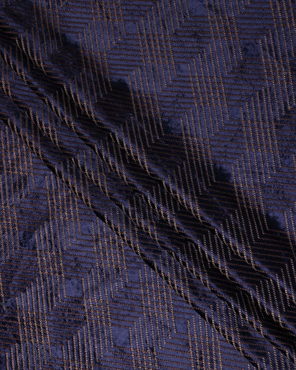 Midnight Navy Blue Self Trellis Fabric