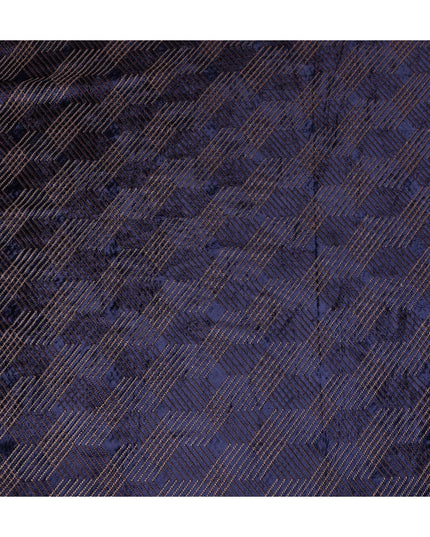 Midnight Navy Blue Self Trellis Fabric