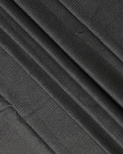 Charcoal Grey Pinstripe Super 200’s Merino Wool & Silk Suiting Fabric, 150 cm Width, 3.75 Mtrs Piece, Loro Piana Premium Cloth, Made In Italy-D26793