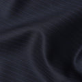 Navy Blue Pinstripe Super 200’s Merino Wool & Silk Suiting Fabric, 150 cm Width, 3.75 Mtrs Piece, Loro Piana Premium Cloth, Made In Italy-D26794