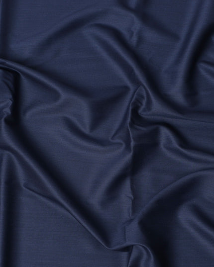 Navy Blue Super 200’s Merino Wool & Silk Suiting Fabric, 150 cm Width, 3.75 Mtrs Piece, Loro Piana Premium Cloth, Made In Italy-D26792