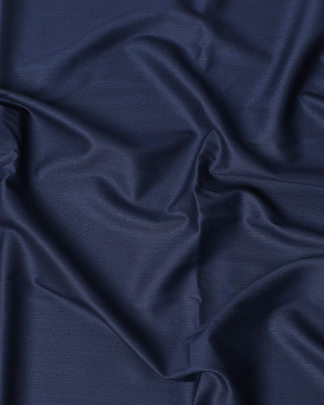Navy Blue Super 200’s Merino Wool & Silk Suiting Fabric, 150 cm Width, 3.75 Mtrs Piece, Loro Piana Premium Cloth, Made In Italy-D26792