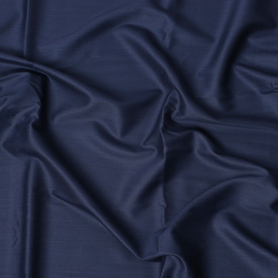 Navy Blue Super 200’s Merino Wool & Silk Suiting Fabric, 150 cm Width, 3.75 Mtrs Piece, Loro Piana Premium Cloth, Made In Italy-D26792