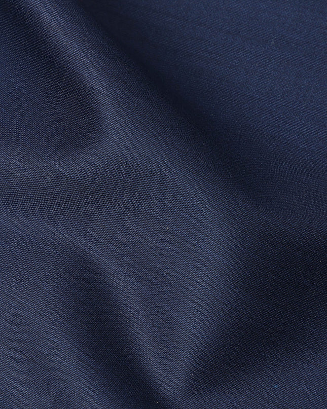 Navy Blue Super 200’s Merino Wool & Silk Suiting Fabric, 150 cm Width, 3.75 Mtrs Piece, Loro Piana Premium Cloth, Made In Italy-D26792