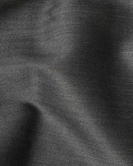 Charcoal Grey Super 200’s Merino Wool & Silk Suiting Fabric, 150 cm Width, 3.75 Mtrs Piece, Loro Piana Premium Cloth, Made In Italy-D26795