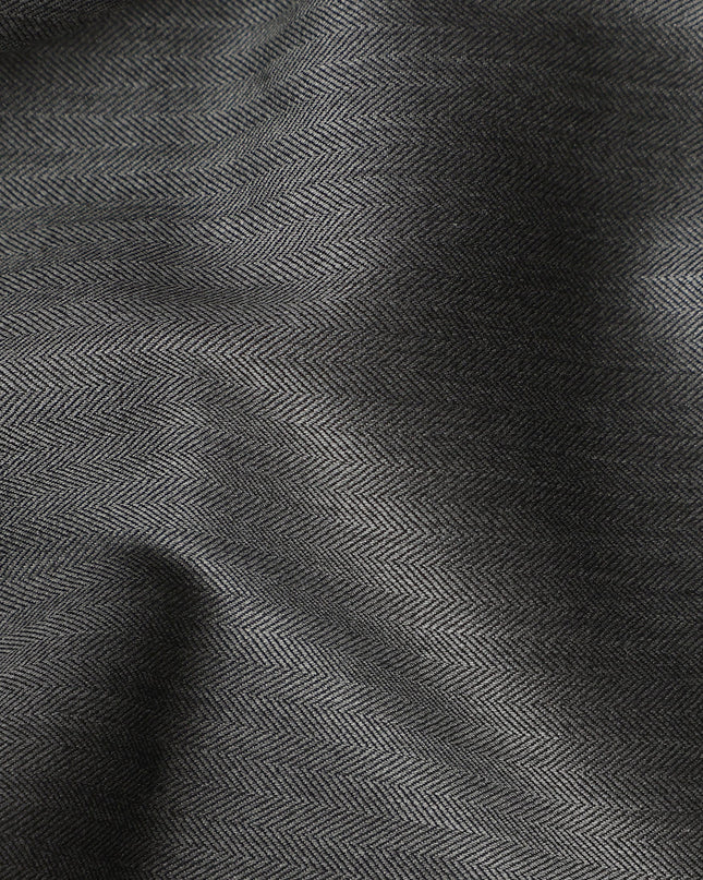 Charcoal Grey Super 200’s Merino Wool & Silk Suiting Fabric, 150 cm Width, 3.75 Mtrs Piece, Loro Piana Premium Cloth, Made In Italy-D26795