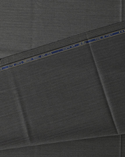 Charcoal Grey Super 200’s Merino Wool & Silk Suiting Fabric, 150 cm Width, 3.75 Mtrs Piece, Loro Piana Premium Cloth, Made In Italy-D26795