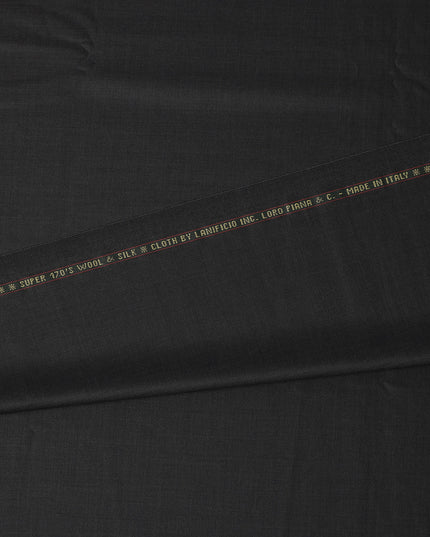 Dark Charcoal Super 170’s Wool & Silk Suiting Fabric, 150 cm Width, 3.75 Mtrs Piece, Loro Piana Premium Cloth, Made In Italy-D26806