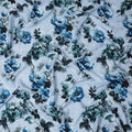Powder Sky Blue Floral Silk Satin Fabric 110cm