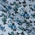 Powder Sky Blue Floral Silk Satin Fabric 110cm