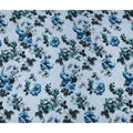 Powder Sky Blue Floral Silk Satin Fabric 110cm