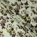 Pale Sage Green Floral Silk Satin Fabric 110cm