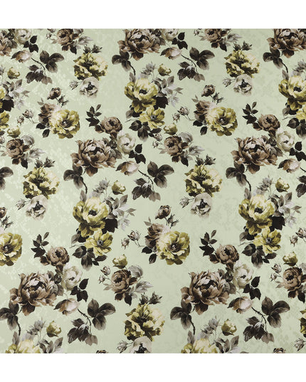 Pale Sage Green Floral Silk Satin Fabric 110cm