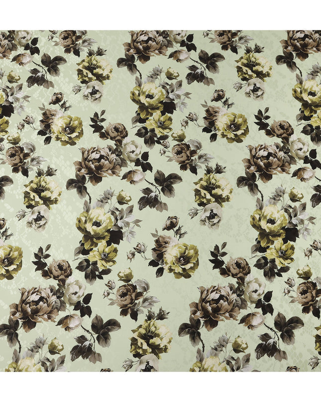 Pale Sage Green Floral Silk Satin Fabric 110cm