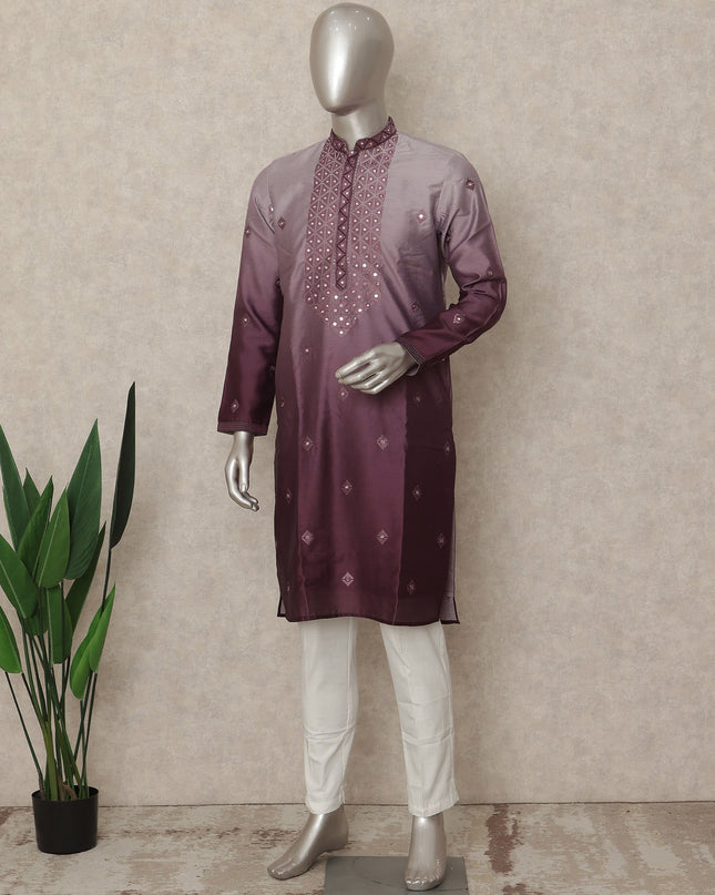 Purple Silk Men's Kurta Pajama - D29310