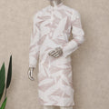 Off White Crushed Cotton Kurta Pyjama Set Men