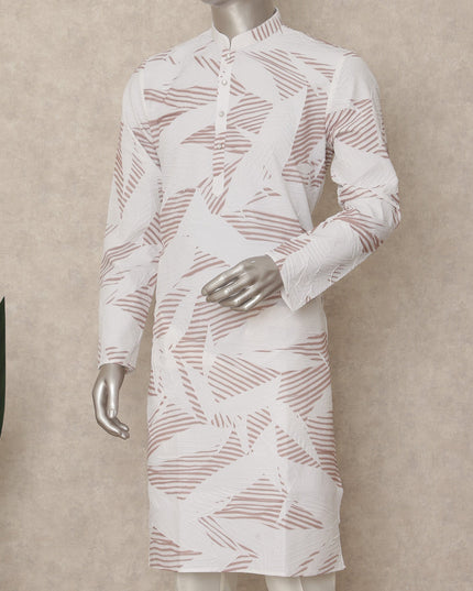 Off White Crushed Cotton Kurta Pyjama Set Men