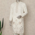 White Silk Men's Kurta Pajama - D29311