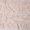 Peach Floral Sequin & Thread Embroidered Nylon Tulle Fabric, 140 cm Width, Made in China-D26632